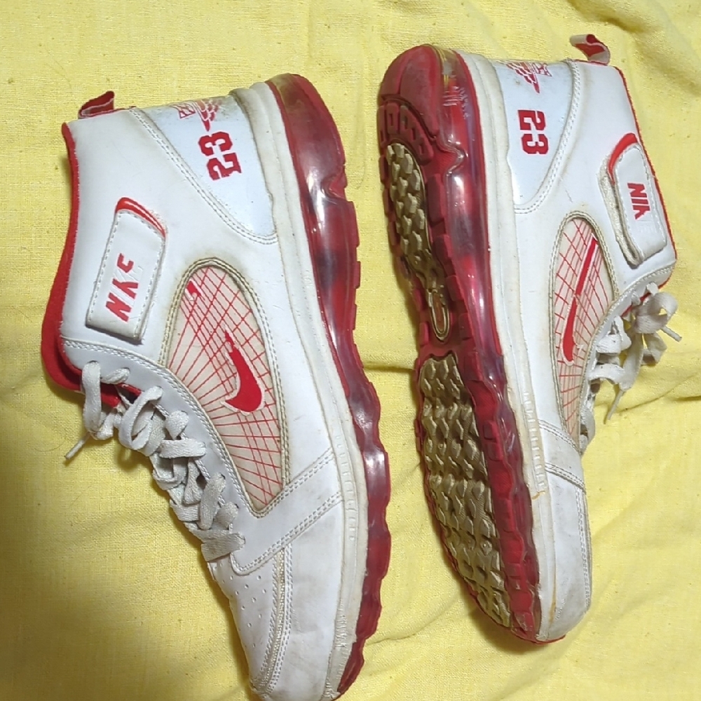 Nike White and Red High-Top Sneakers